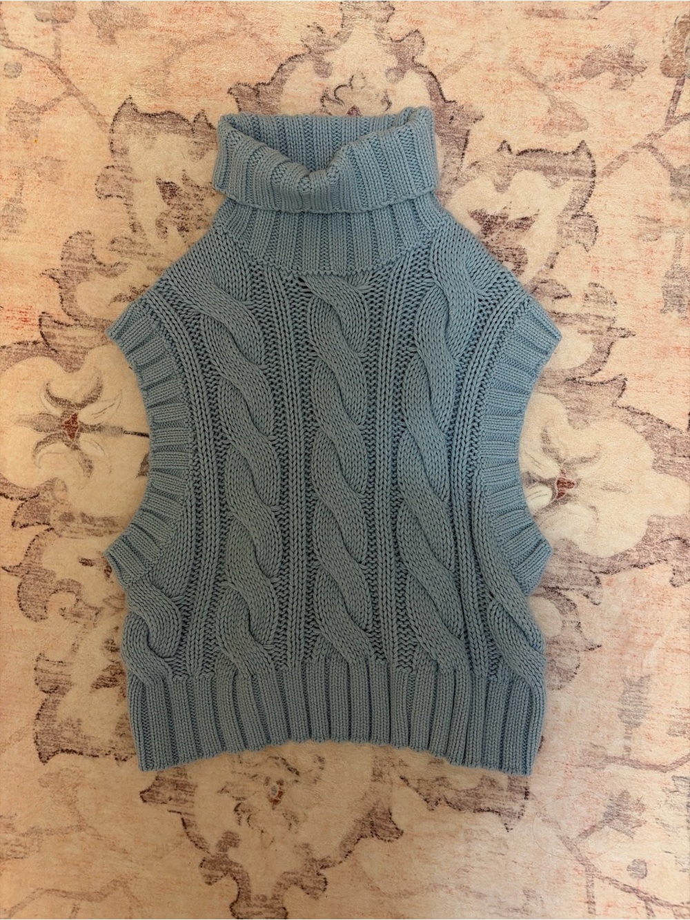 H&M Cable Knit Turtleneck Vest - Light Blue